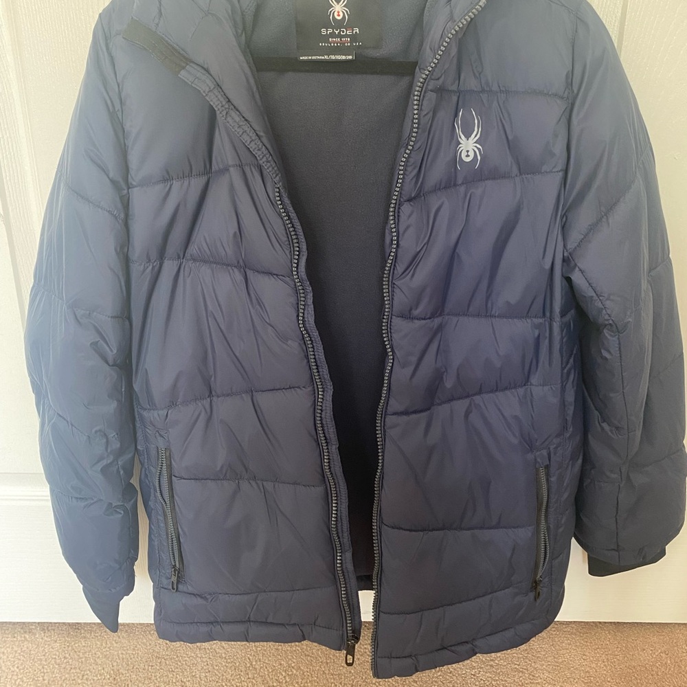 Spyder Blue Quilted Puffer Jacket Sporty Design